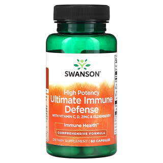 Swanson, High Potency Ultimate Immune Defense with C, D, Zinc & Elderberry, 60 Capsules