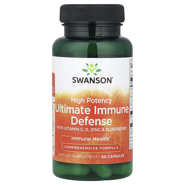 High Potency Ultimate Immune Defense with Vitamin C, D, Zinc & Elderberry, 60 Capsules