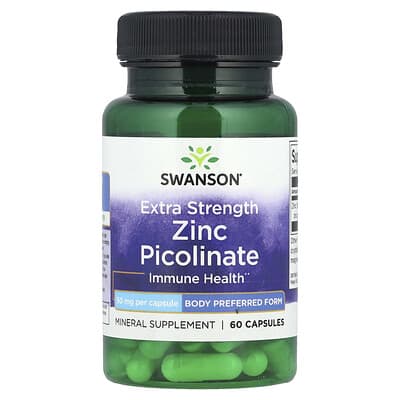 Swanson, Zinc Picolinate, Extra Strength, 50 mg, 60 Capsules