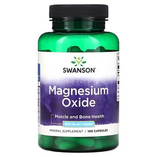 Swanson, Óxido de Magnésio, 500 mg, 100 Cápsulas