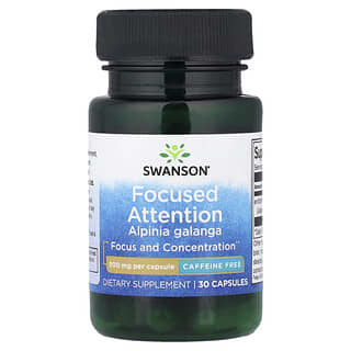 Swanson, Attention ciblée Alpinia Galanga, Sans caféine, 300 mg, 30 capsules