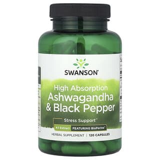 Swanson, Ashwagandha y pimienta negra de alta absorción, 120 cápsulas