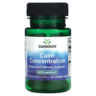 Swanson, Calma Concentração com Cognitaven, 30 Cápsulas Vegetais