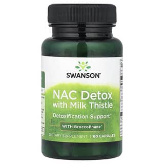 Swanson, NAC Détox au Chardon-Marie et au BroccoPhane, 60 capsules