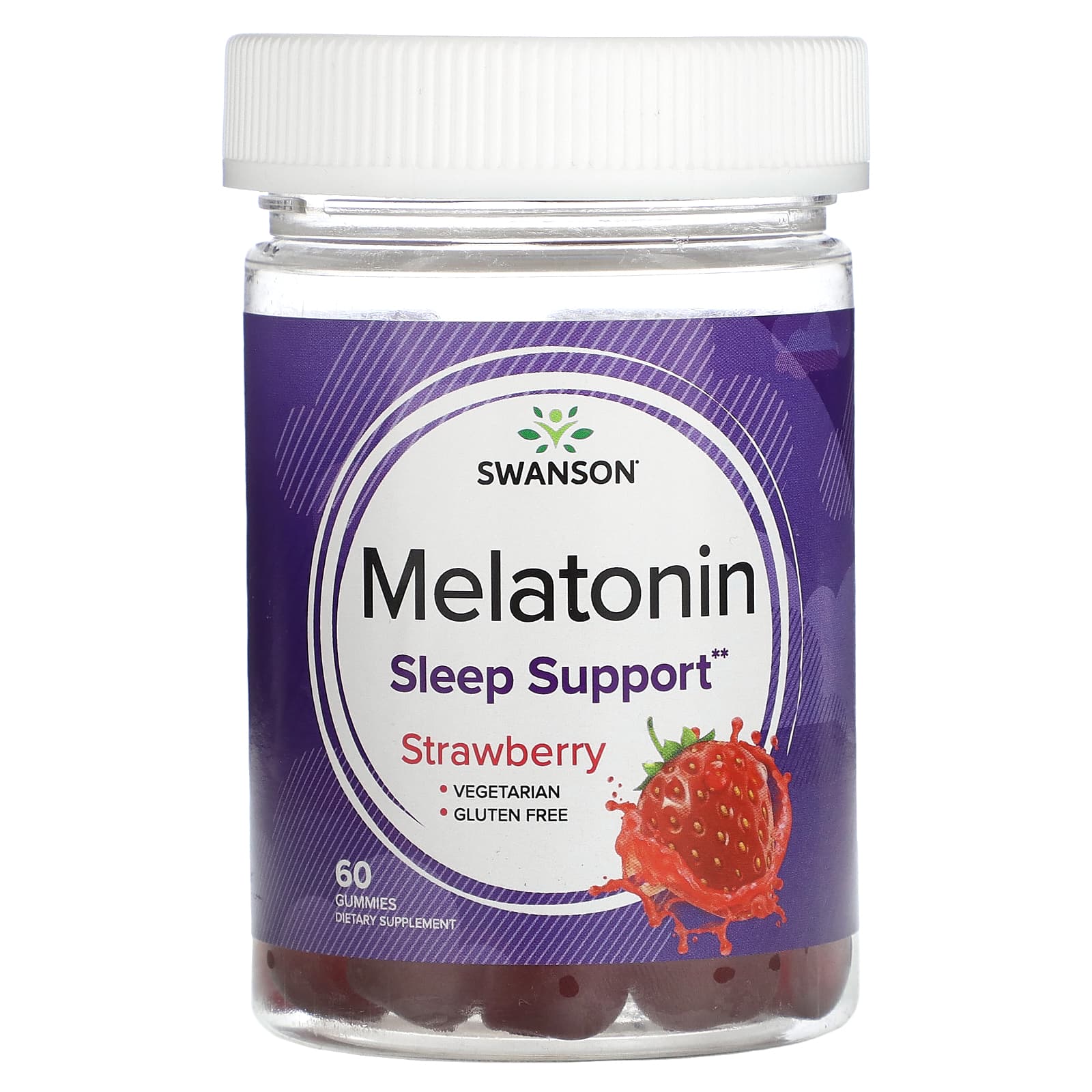 Swanson, Melatonin, Strawberry, 60 Gummies