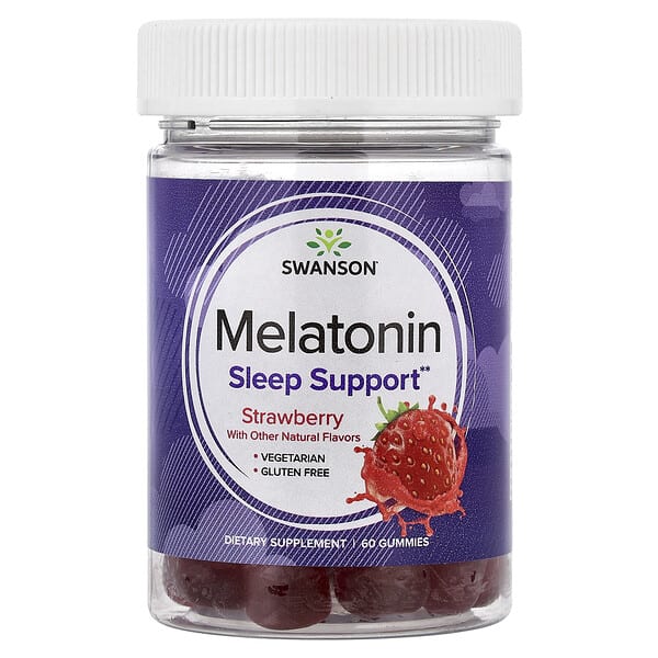 Swanson Melatonin Gummies, Strawberry, 60 Gummies