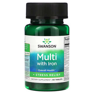 Swanson, Multi com Ferro + Alívio do Estresse, 60 Comprimidos