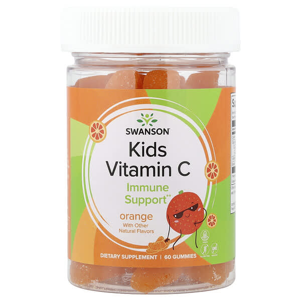 Swanson Vitamins, KIDS C Vitamini, Portakal Aromalı, 60 Yumuşak Şeker