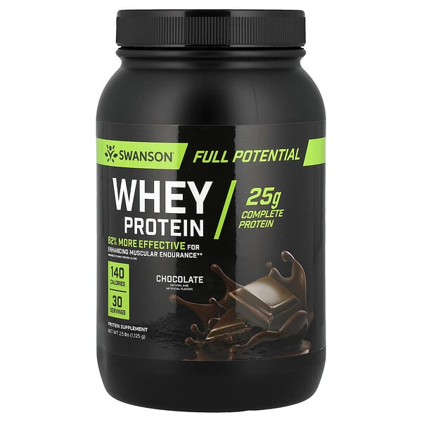 Swanson Vitamins, Full Potential, сывороточный протеин, шоколадный вкус, 1125 г (2,5 фунта)