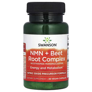 Swanson, NMN + Beet Root Complex, NMN und Rote-Bete-Wurzel-Komplex, 30 vegane Kapseln