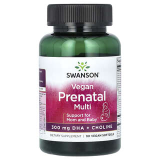 Swanson, Suplemento multivitamínico prenatal vegano, 90 cápsulas blandas veganas