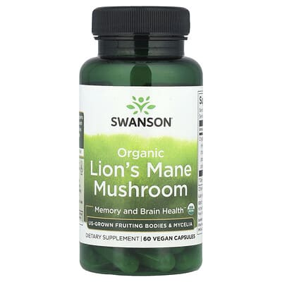 Swanson, Organic Hericium, 60 Vegan Capsules (500 mg per capsule)