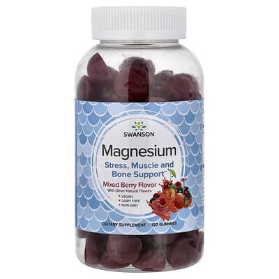 Swanson, Magnesium Gummies, Assorted Berry Flavor, 120 Gummies (100 mg Each Gummy)