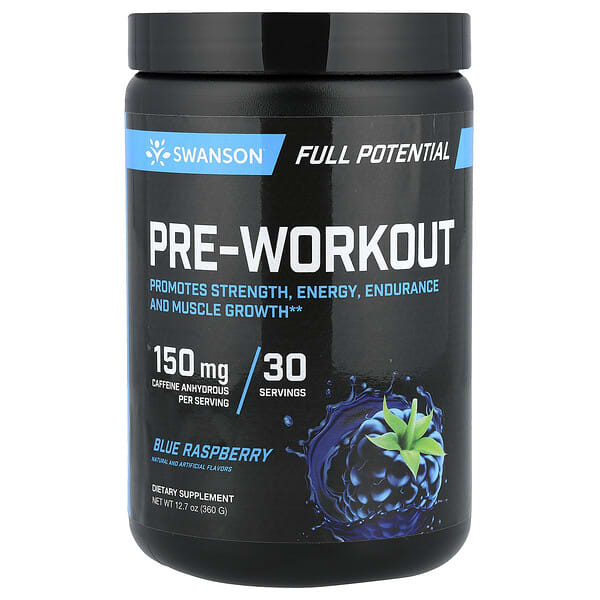 Full Potential Pre-Workout, Blue Raspberry, 12.7 oz (360 g)