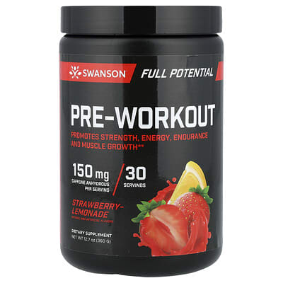 Swanson, Full Potential Pre-Workout, Strawberry Lemonade, 12.7 oz (360 g)