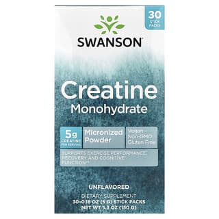 Swanson, Creatine Monohydrate, Unflavored, 30 Stick Packs, 0.18 oz (5 g) Each