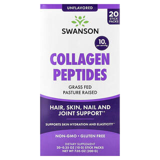Swanson, Peptida Kolagen, Tanpa Perisa, 20 Pek Batang, 0.35 oz (10 g) Setiap Satu