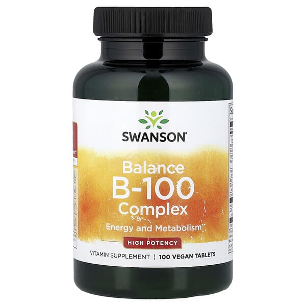 Swanson Vitamins, Σύμπλεγμα Balance B-100, Υψηλής Ισχύος, 100 Vegan Δισκία