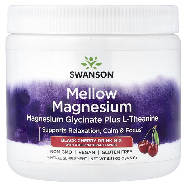 Swanson Vitamins, Mellow Magnesium Drink Mix, Black Cherry, 6.51 oz (184.5 g) — product photo 1