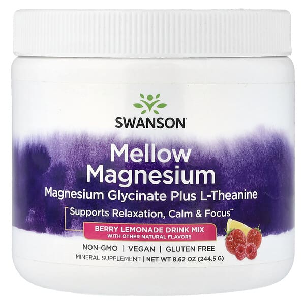 Swanson Vitamins, Mellow Magnesium Drink Mix, Berry Lemonade, 8.62 oz (244.5 g) — product photo 1