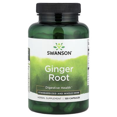 Swanson, Ginger Root, Standardized and Whole Herb, 120 Capsules