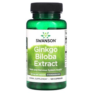 Swanson, Extrato de Ginkgo Biloba, 60 mg, 120 Cápsulas