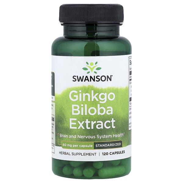 Swanson Vitamins, Ginkgo Biloba Extract, Standardized, 60 mg, 120 Capsules (Discontinued Item) — product photo 1