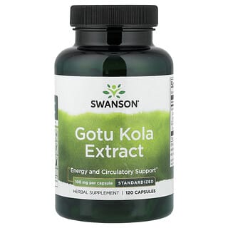 Swanson Vitamins, Gotu Kola-ekstrakt, standardiseret, 100 mg, 120 kapsler