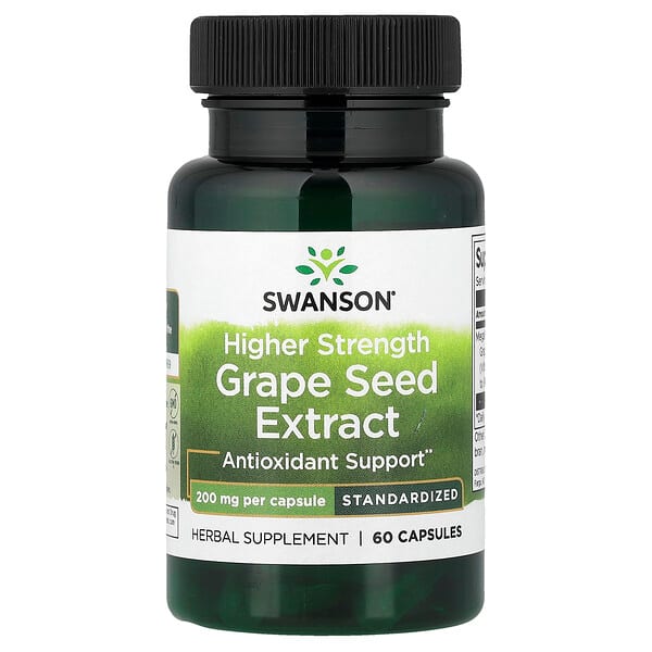 Swanson Vitamins, Grape Seed Extract, Standardized, 200 mg, 60 Capsules