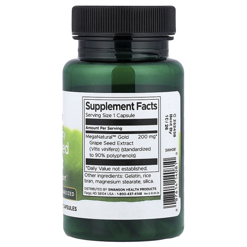 Grape Seed Extract. High Potency, 200 mg, 60 Capsules