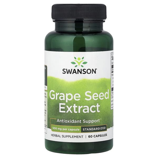Grape Seed Extract, Standardized, 500 mg, 60 Capsules