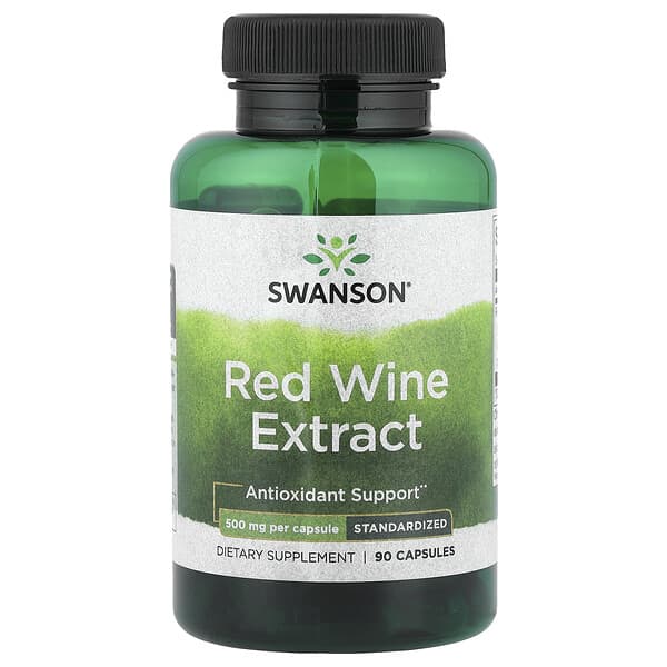 Swanson Red Wine Extract, 500 mg, 90 Capsules