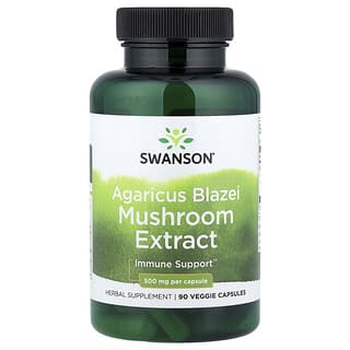 Swanson, Extracto de hongo Agaricus blazei, 500 mg, 90 cápsulas vegetales