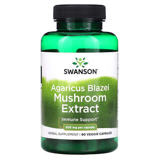 Swanson, Extrato de Cogumelo Agaricus Blazei, 500 mg, 90 Cápsulas Vegetais