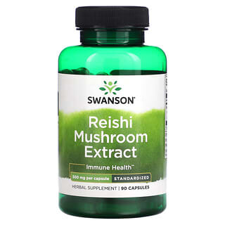 Swanson, Экстракт грибов рейши, стандартизированный, 500 мг, 90 капсул