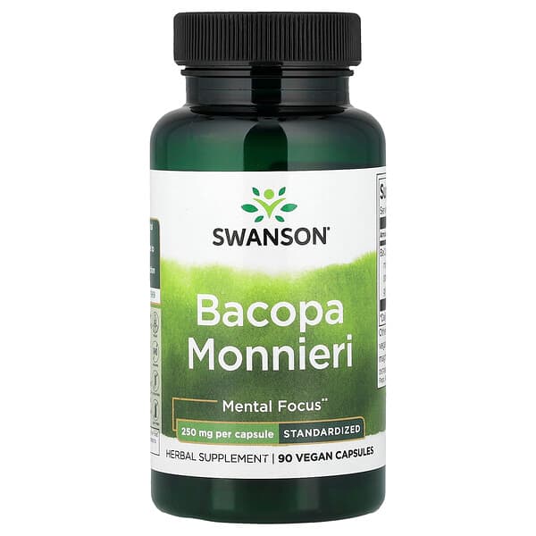 Swanson Vitamins, Bacopa Monnieri, Standardized, 250 mg, 90 Vegan Capsules — product photo 1