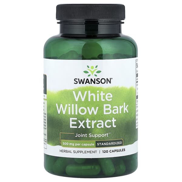 White Willow Bark Extract, Standardized, 500 mg, 120 Capsules