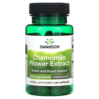 Swanson, Extracto de flor de manzanilla, Estandarizado, 500 mg, 60 cápsulas