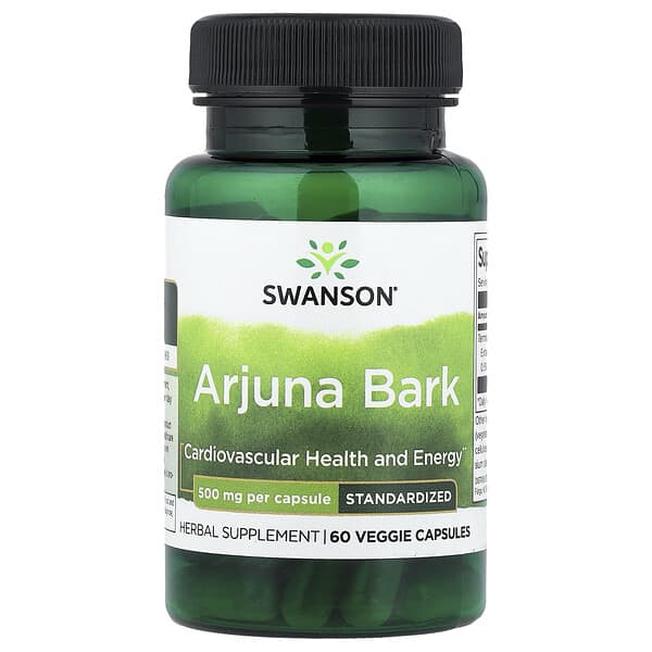 Swanson, Arjuna Bark, Standardized, 500 mg, 60 Veggie Capsules