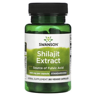 Swanson, Extracto de shilajit, estandarizado, 400 mg, 60 cápsulas vegetales