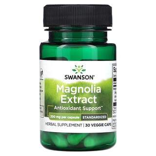 Swanson, Экстракт магнолии, 200 мг, 30 вегетарианских капсул