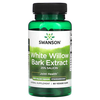 Swanson, Extracto de corteza de sauce blanco, 500 mg, 60 cápsulas vegetales