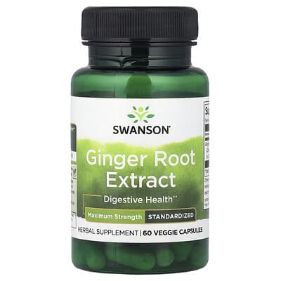 Swanson, Ginger Root Extract, Standardised, 60 Veggie Capsules (200 mg per Capsule)