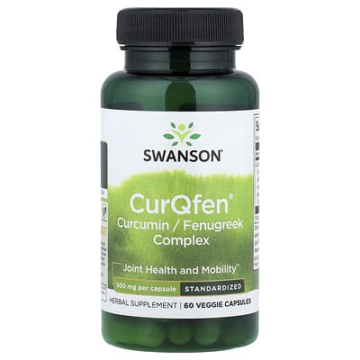 Swanson, CurQfen® Curcumin/Fenugreek Complex, Standardized, 500 mg, 60 Vegetarian Capsules