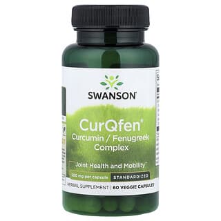 Swanson, Kompleks Curcumin/Fenugreek CurQfen, Piawaian, 500 mg, 60 Kapsul Sayuran