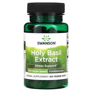 Swanson, Extrato de Manjericão Sagrado, 400 mg, 60 Cápsulas Vegetais
