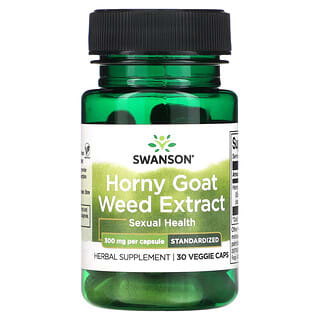 Swanson, Extracto de hierba de cabra en celo, 300 mg, 30 cápsulas vegetales