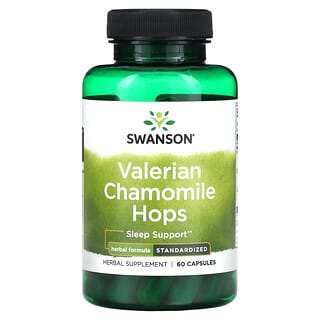 Swanson, Valerian Chamomile Hops, Standardized, 60 Capsules