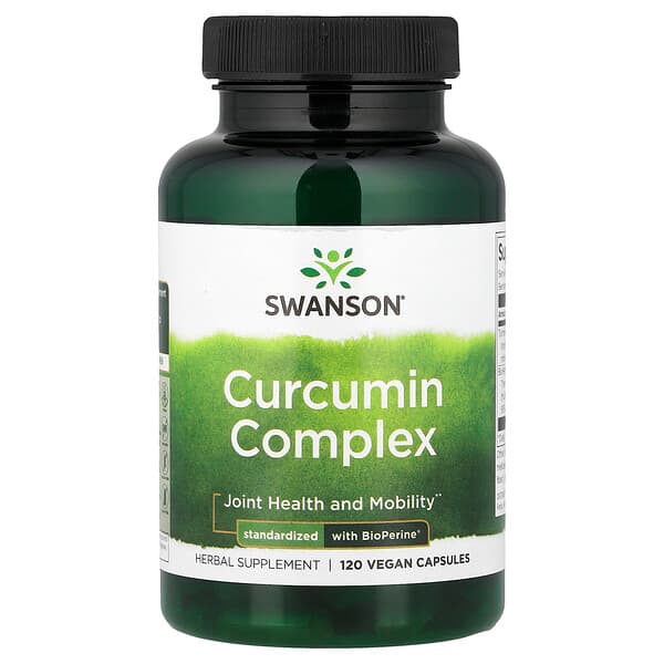 Swanson Vitamins, Kompleks kurkuminy, standaryzowany za pomocą BioPerine®, 120 kapsułek roślinnych