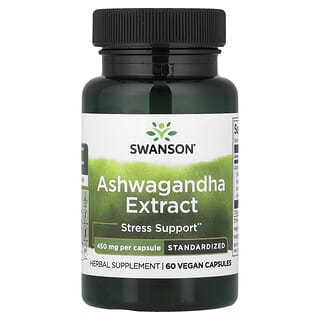 Swanson Vitamins, Экстракт ашваганды, стандартизированный, 450 мг, 60 капсул